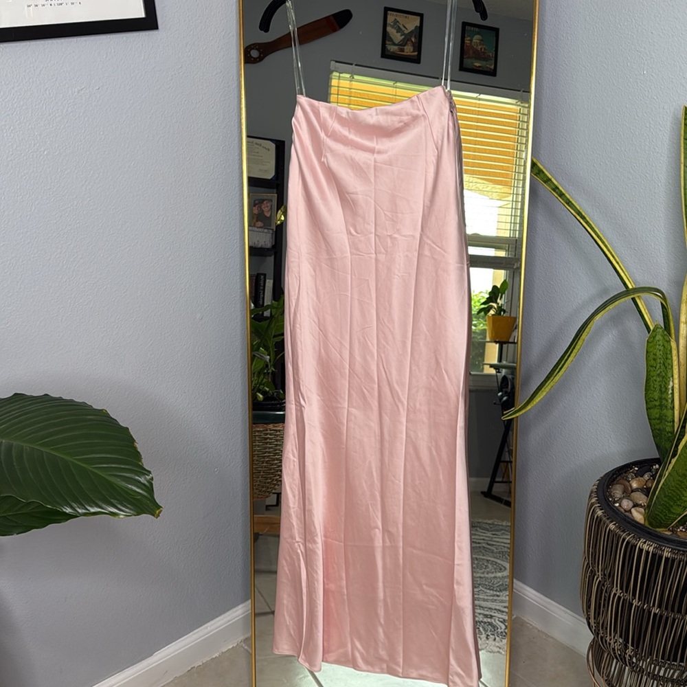 House of CB 'Guiliana' Ballerina Pink Satin Maxi Skirt NWOT - Picture 6 of 6